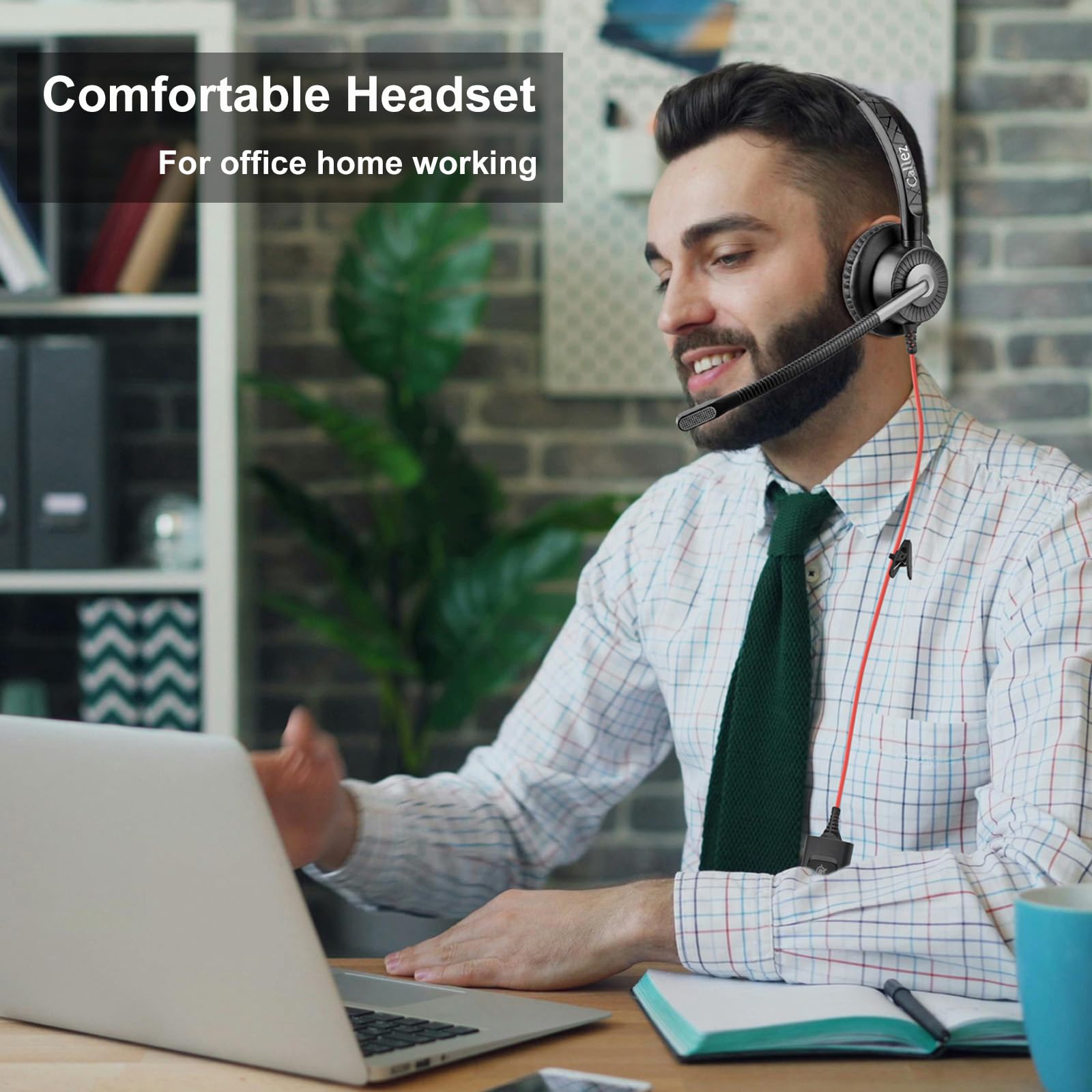 Callez G700TA - Auriculares USB con micrófono con cancelación de ruido, auriculares con cable para PC portátil (Windows/Mac) Teams Zoom Skype ligeros y cómodos para oficina en casa
