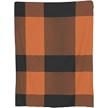Fleece Throw Blanket for Couch, Buffalo Plaid Fall Halloween Soft Fuzzy Cozy Blankets Warm Lightweight Flannel Throws for Bed, Sofa, Travel, All Seasons 80"x60"