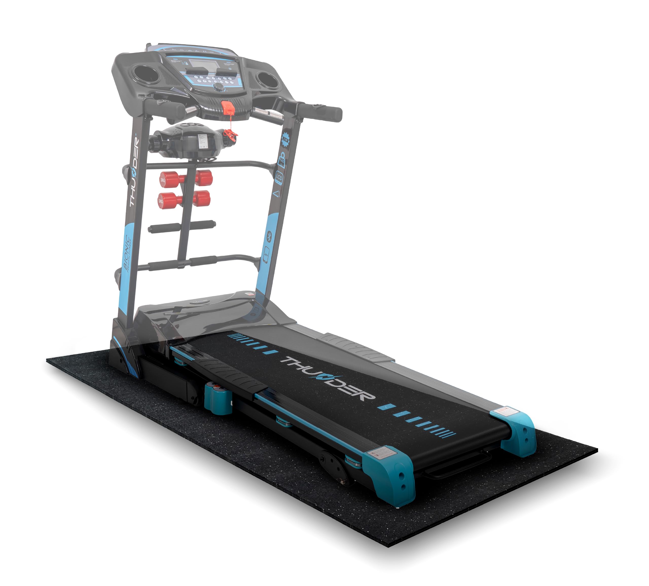 THUNDER YG-Proof-Black mata ochronna do sprzętu fitness, 195 x 91 cm, antypoślizgowa mata z granulatu gumowego, tłumiąca hałas i wibracje, mata ochronna, do