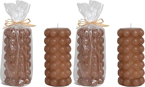 Creative Co-Op Pilar de clavo sin perfume, velas color nude, 3 pulgadas de largo x 3 pulgadas de ancho x 6 pulgadas de alto, rosa