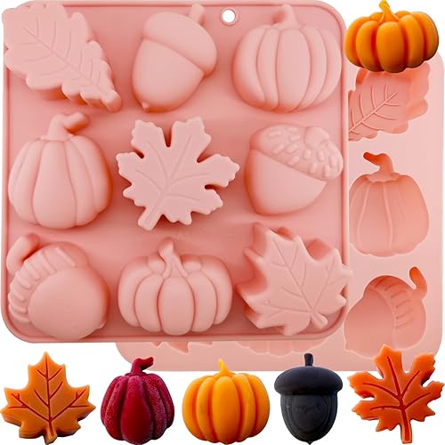 Molde de silicona de calabaza 3D para otoño, molde de silicona para Halloween, Acción de Gracias, molde de caramelo de hoja de arce de otoño, forma