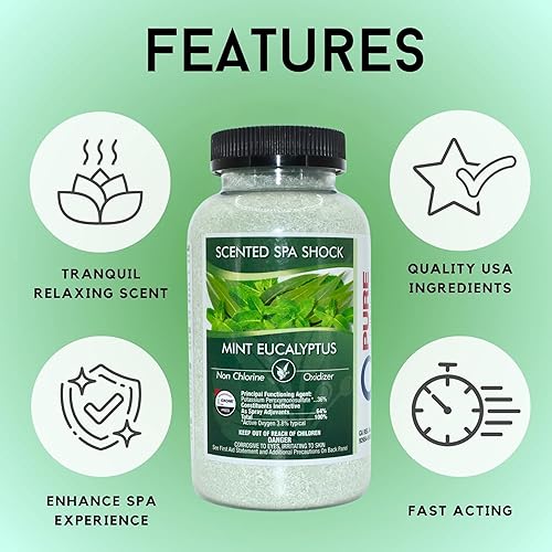 Miniatura 3 de Shock de spa perfumado de eucalipto choque sin cloro para cualquier spa o jacuzzi, uso con tabletas de bromo o cloro de spa. Los cristales de