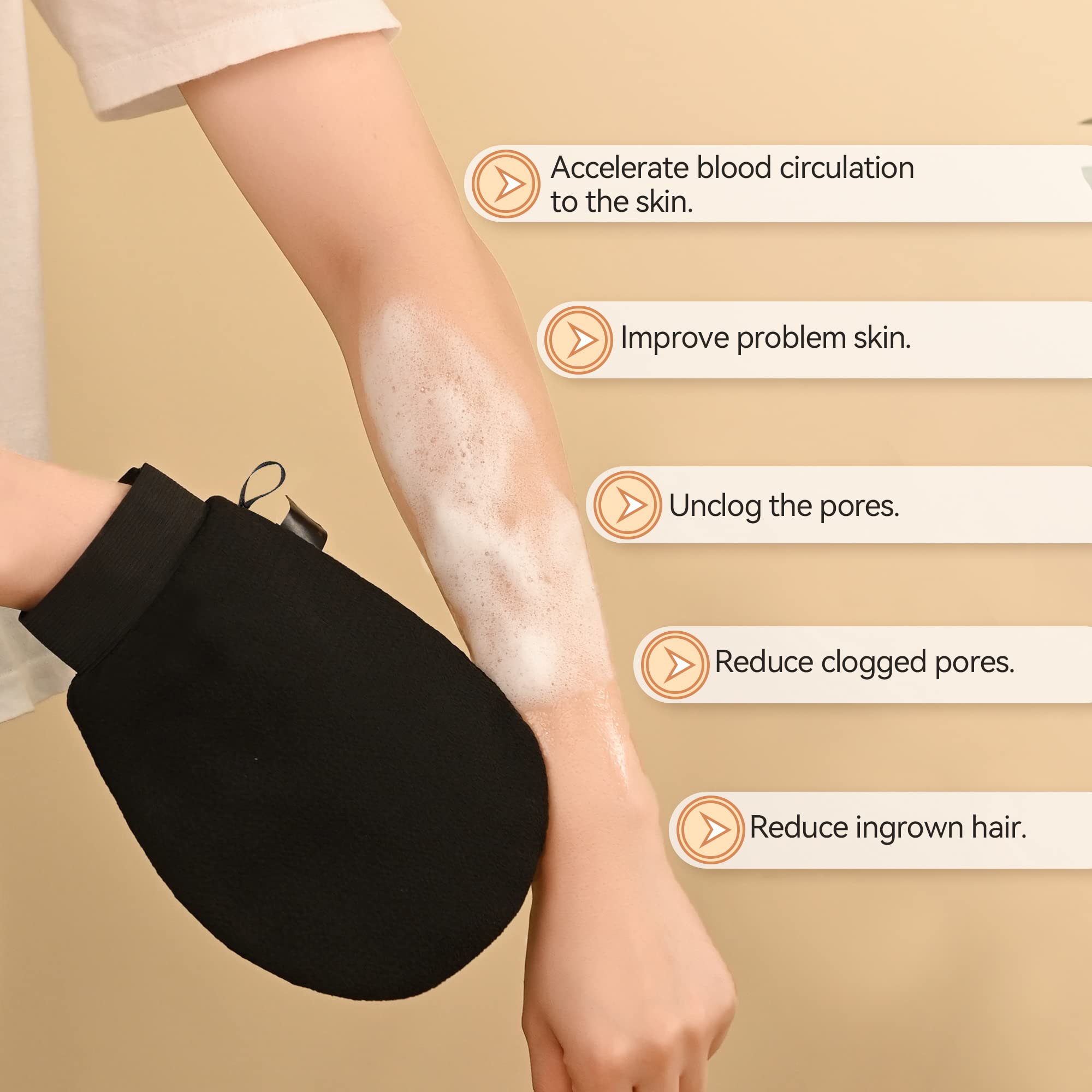 2 guanti esfolianti per il corpo per bagno o doccia, strumento esfoliante per la pulizia profonda degli uomini e delle donne, per rimuovere la pelle morta e lo sporco, guanti esfolianti per spa