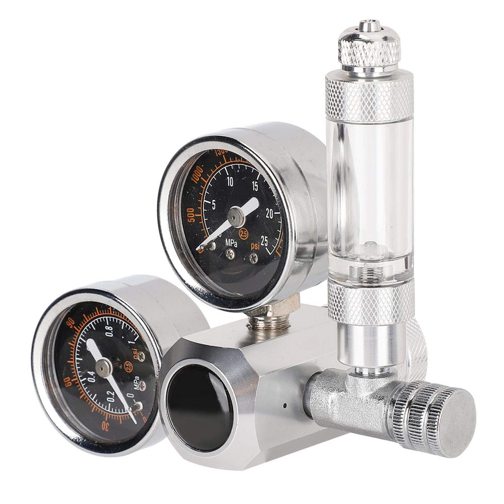 KUIDAMOS Regulator CO2 akwarium podwójny wskaźnik z licznikiem baniek i zaworem zwrotnym, zaopatrzenie do akwariów (W21.8)