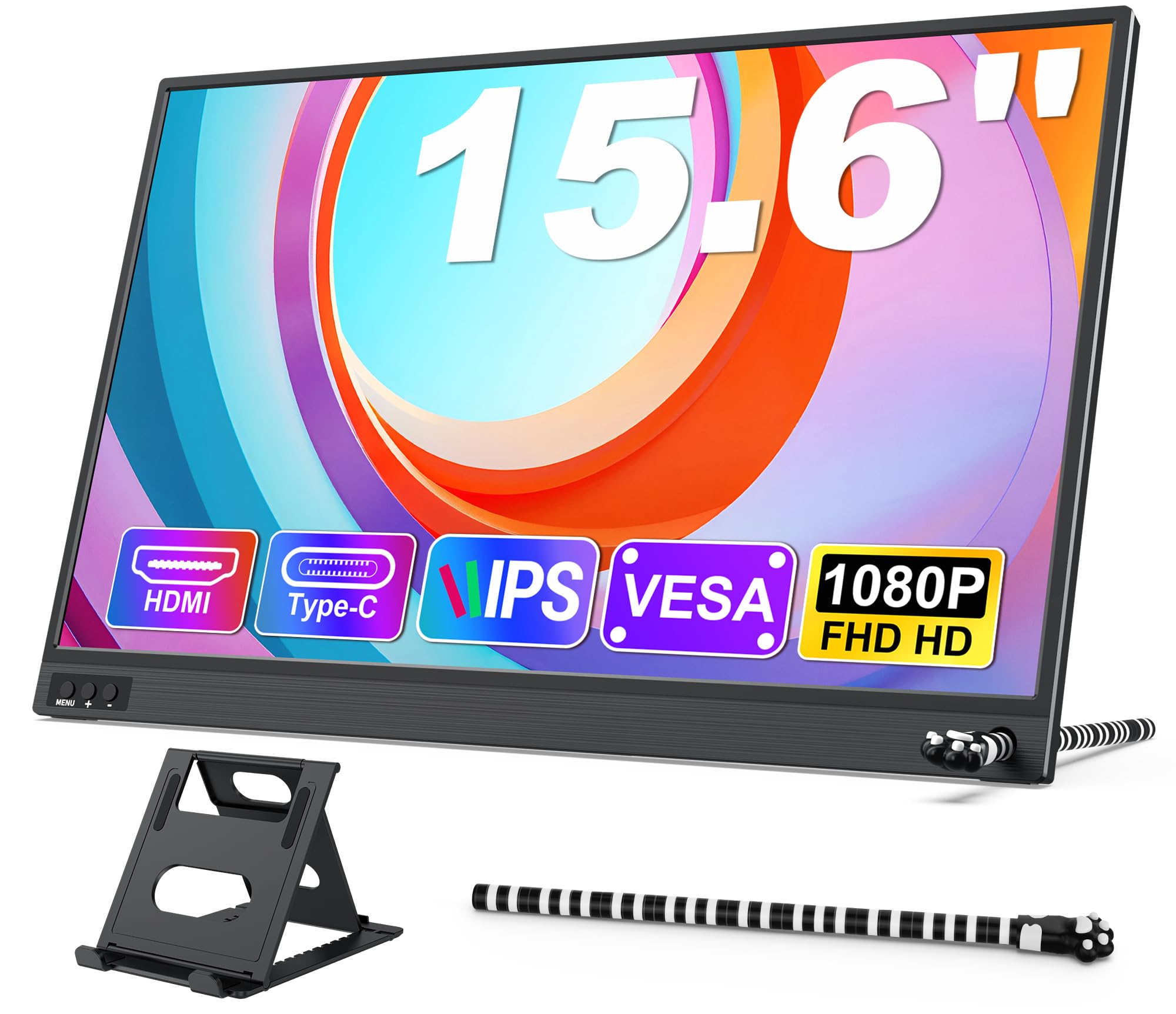 15.6" 1080P FHD Portable Laptop Monitor IPS Display Plug and Play Second Screen for Laptop/PC/Phones/PS45/X-Box with HDMI/USB C Port-image-15