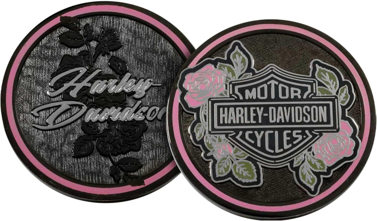 Harley-Davidson Orchid Blossoms Metal Challenge Coin, 1.75 in - Black Finish