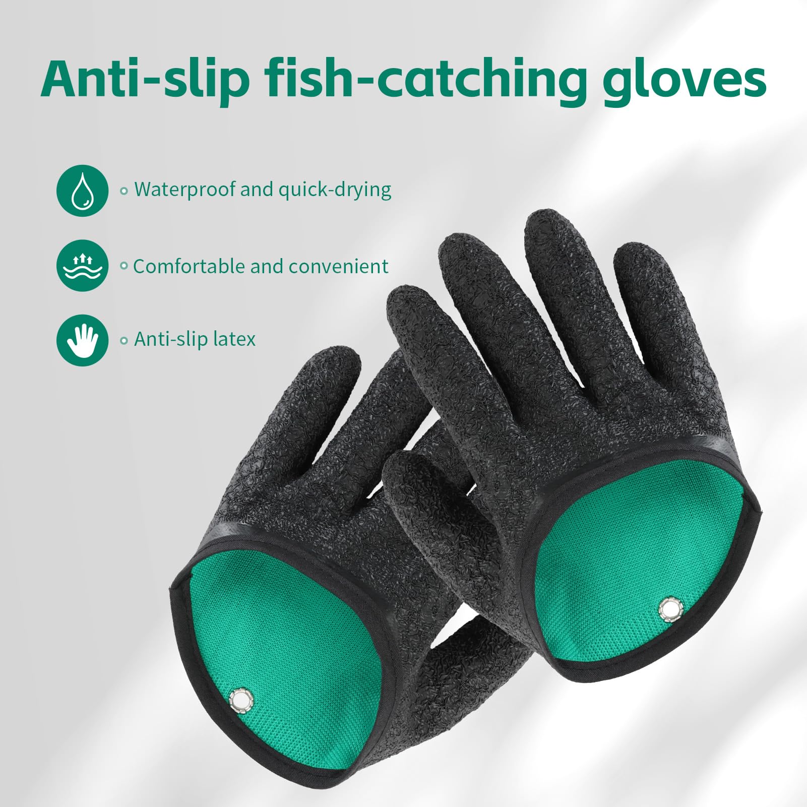 Guantes de pesca antideslizantes, 1 par, guantes de aterrizaje, engrosados, de alta elasticidad, resistentes al agua, a prueba de pinchazos, antideslizantes, resistentes al desgaste, para lucio