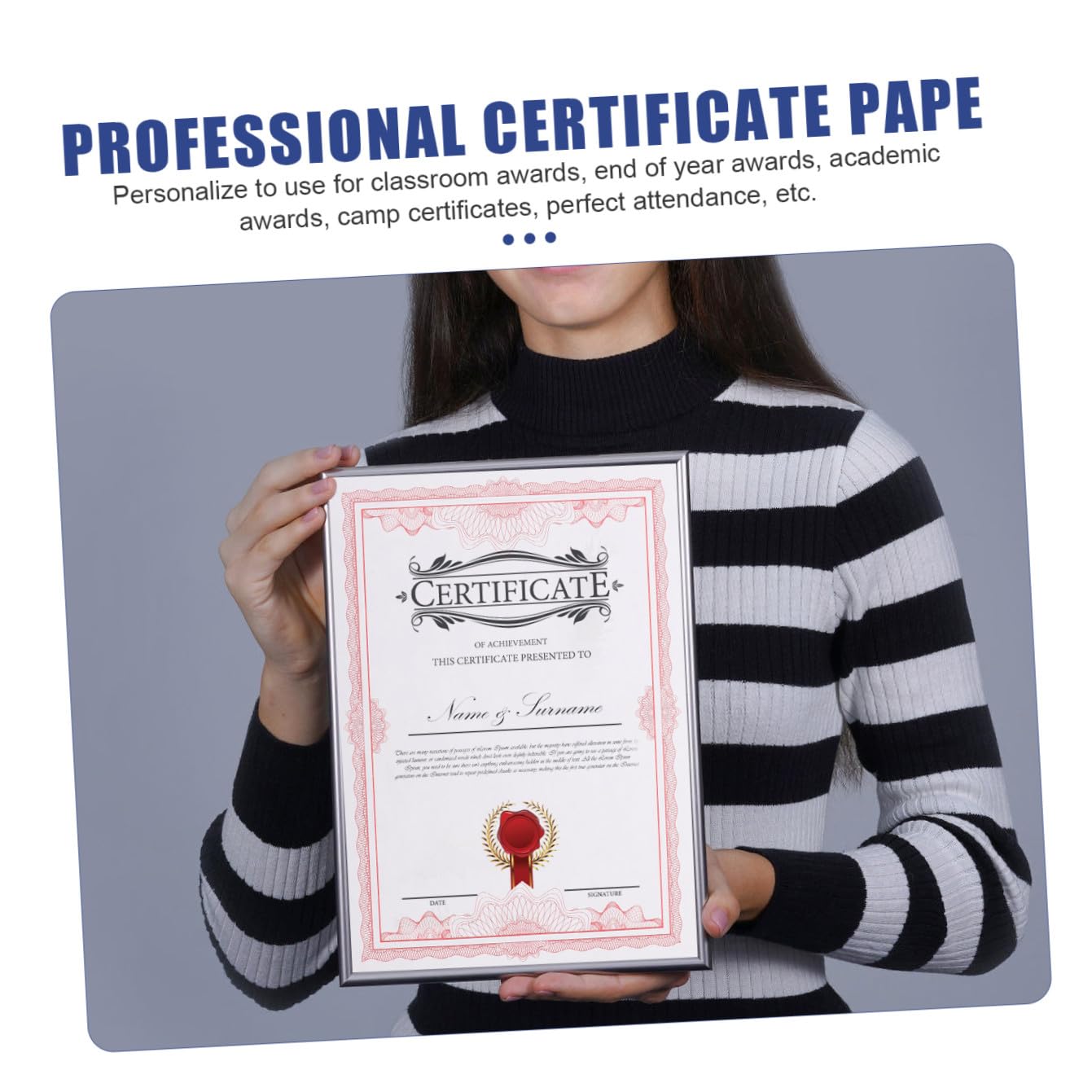 Papier Certificat Vierge Imprimable 50 Feuilles Rouge, pour Récompenses