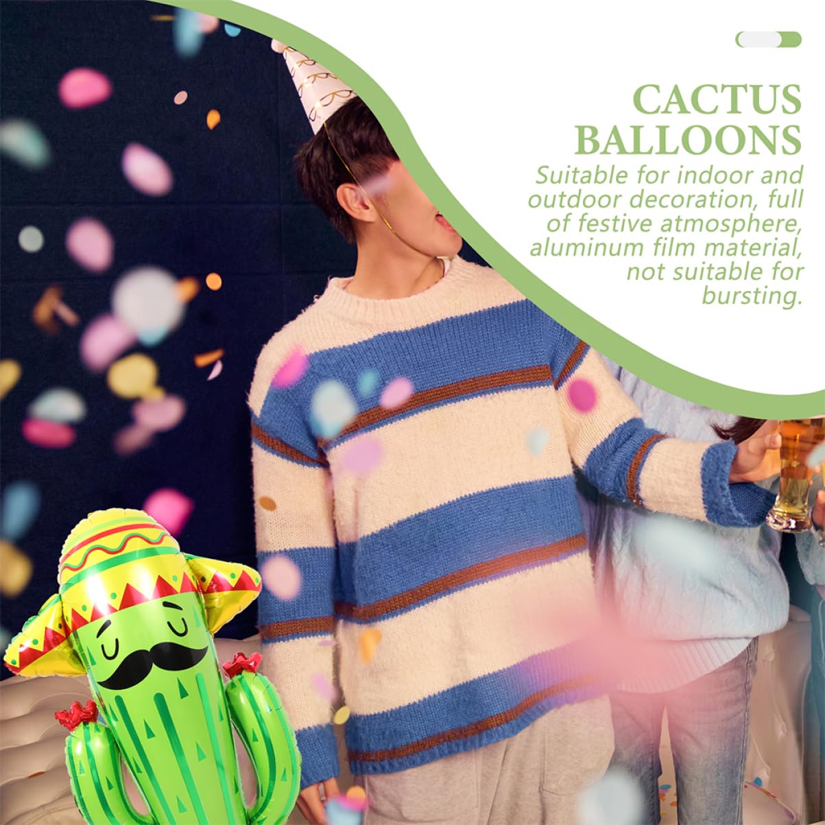 Palloncini a Forma di Cactus 3d 4 Pezzi in Alluminio Verde