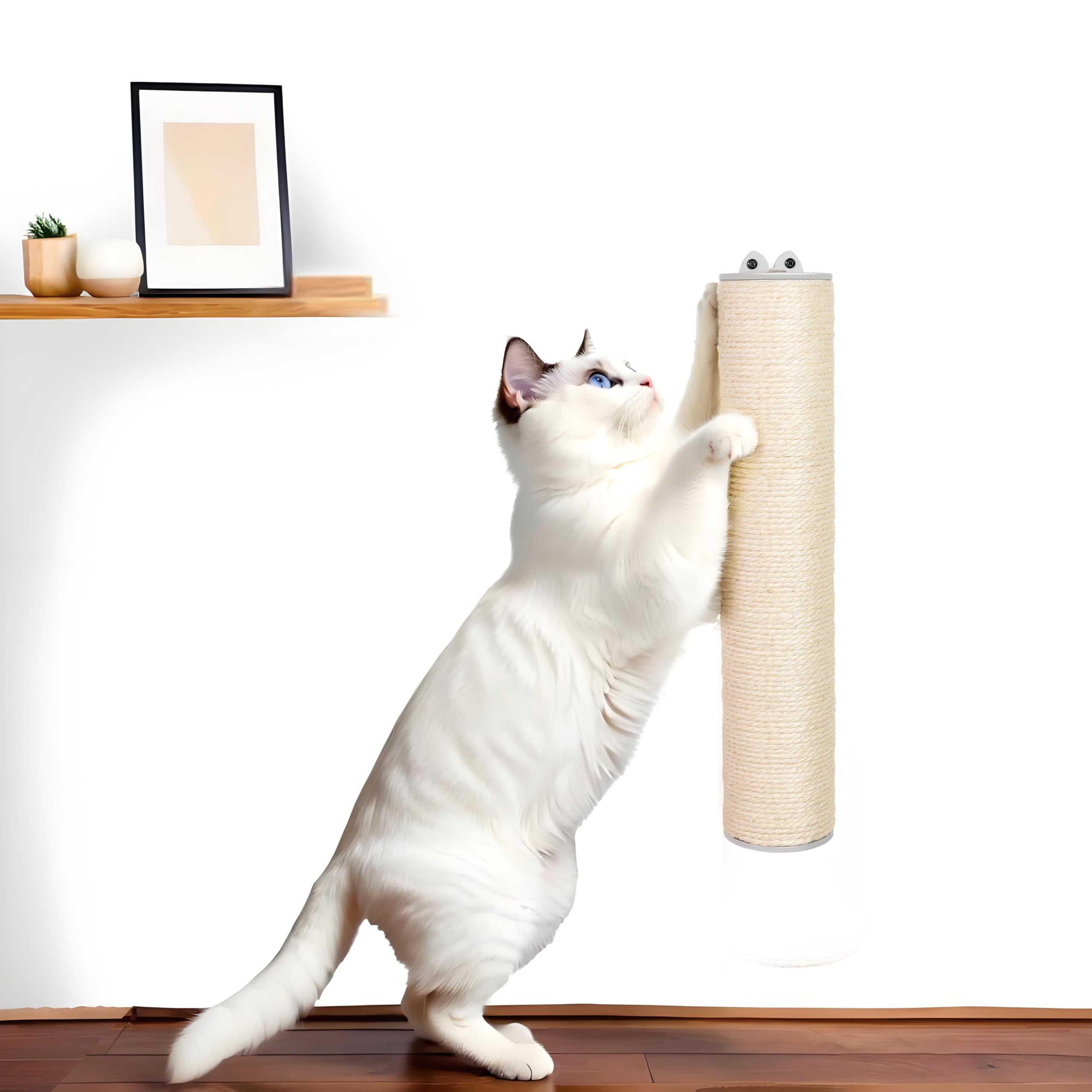 ESPETS 18'' Tall Sisal Rope Sturdy Cat Scratching Post - Wall Scratchers for Indoor Cats, 1 Tie Vertical Cat Climbing Pole, Cat Wall Furniture