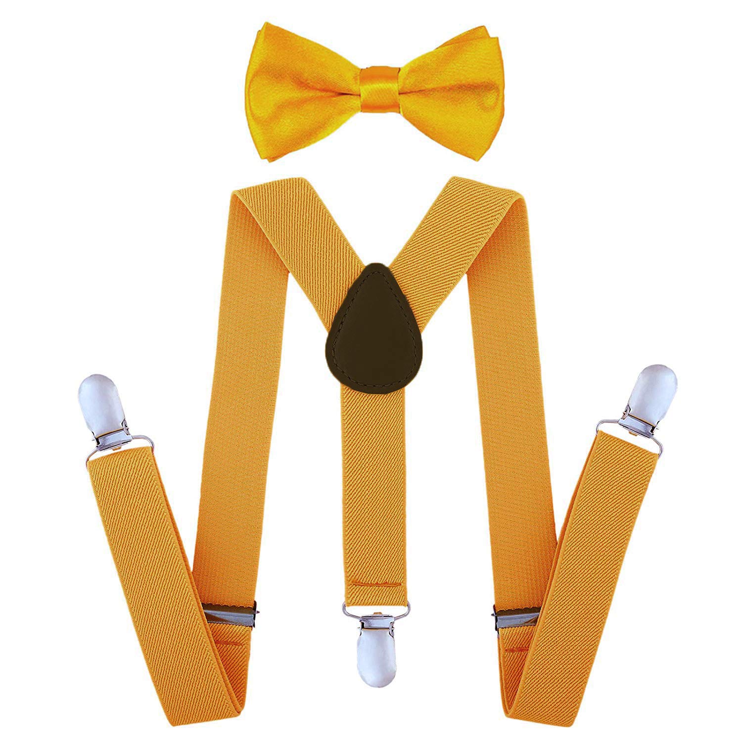 SunTrader Clip-on Suspenders Elastic Y-Shape Adjustable with Bow Tie Set for Boys Girls