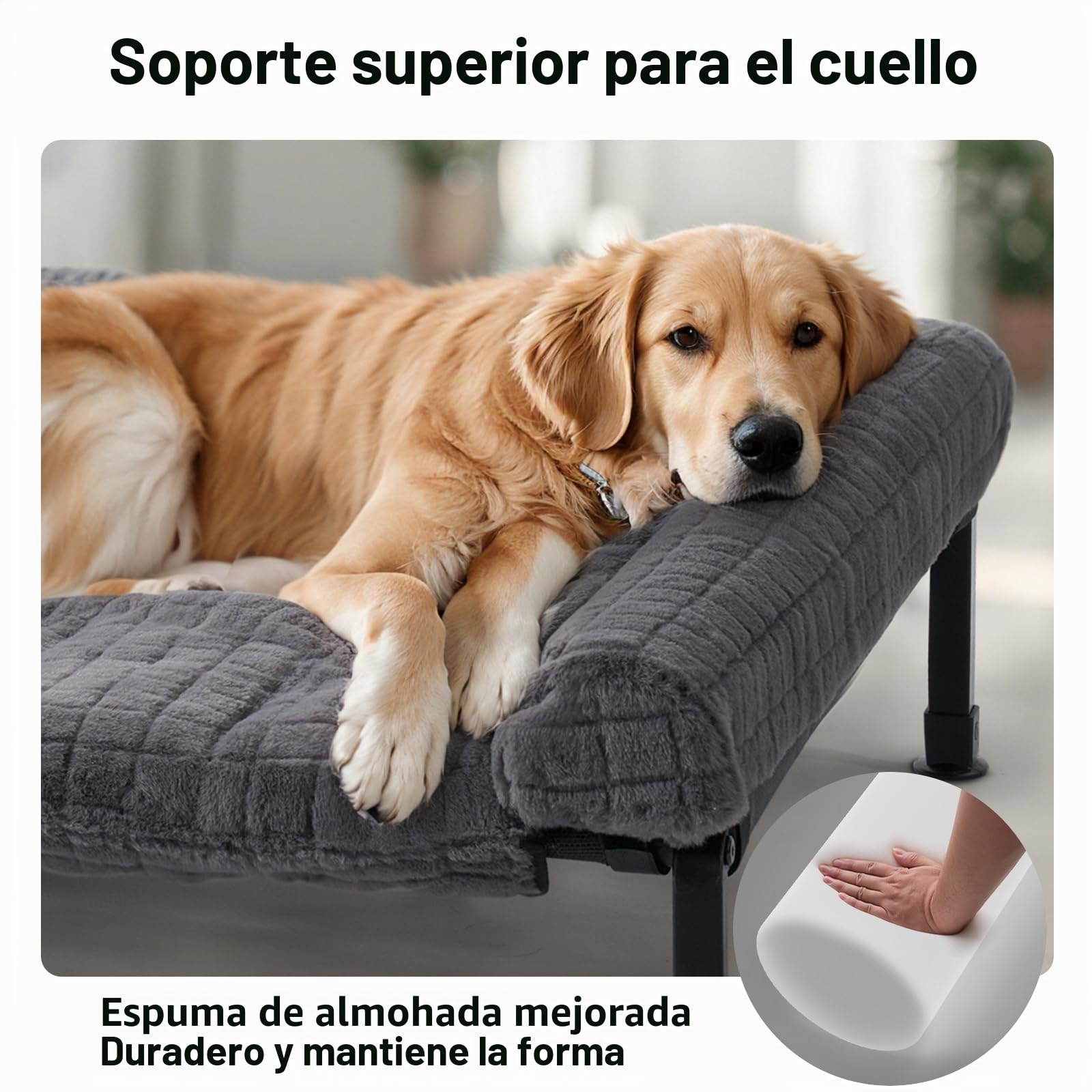 Veehoo Cama Elevada Perro Extragrandes, XXL Cama Refrescante Perro Verano | Sofás Cama con Almohadón Desmontable y antideslizante,comodidad durante todo el año para interior y exterior, 134 x 94 cm