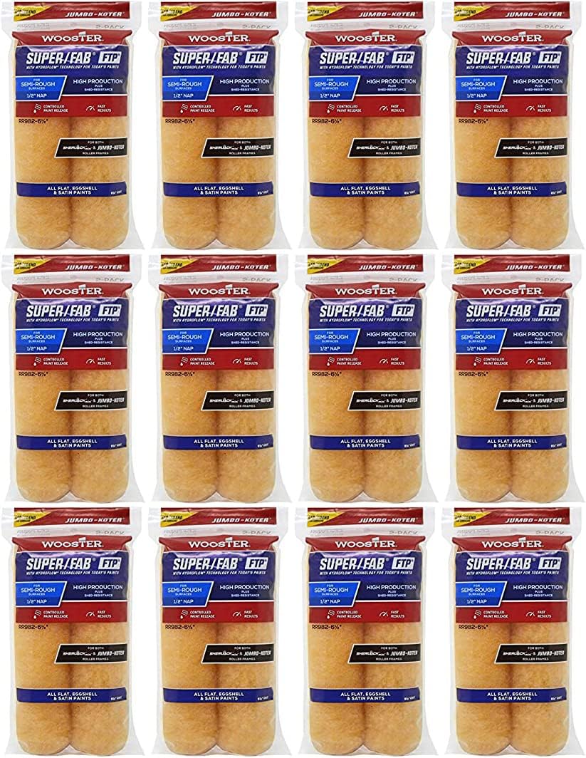Wooster Super/FAB Knit 6.5 in. W x 1/2 in. Jumbo-Koter Paint Roller Cover 2 pk - Case of: 12