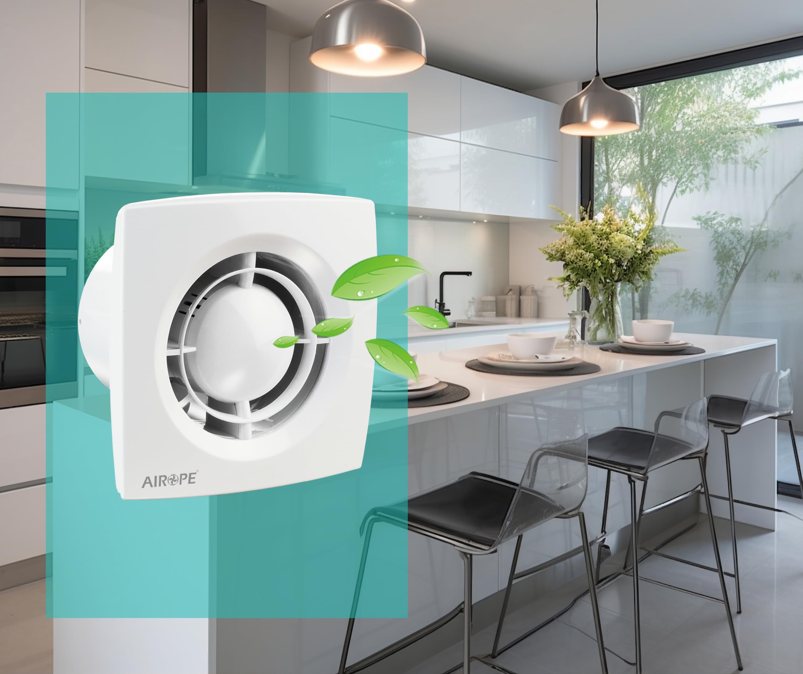 AC -100 mm Ventola Estrazione Ventilazione Standart + Valvola di non Ritorno Aria, 99 m³ /h, Silenzioso per Bagno, Wc,Cucina,Buro,Garanzia 5 ANNI.