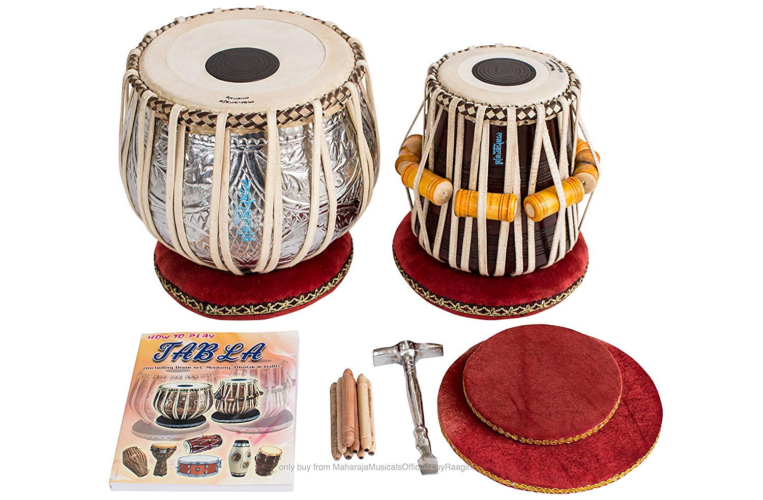 FASHERATI MUSICALS Designer Tabla Drum Set, 4½ Kg Copper Bayan, Finest Dayan with Padded Bag, Book, Hammer, Cushions & Cover (PDI-FI)