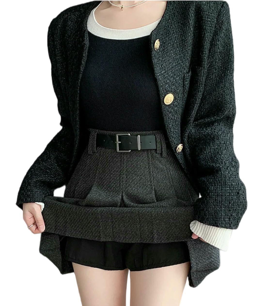 Gonna A Pieghe,Minigonna Plissettata Vintage da Donna, A Vita Alta, Graziosa, con Cintura
