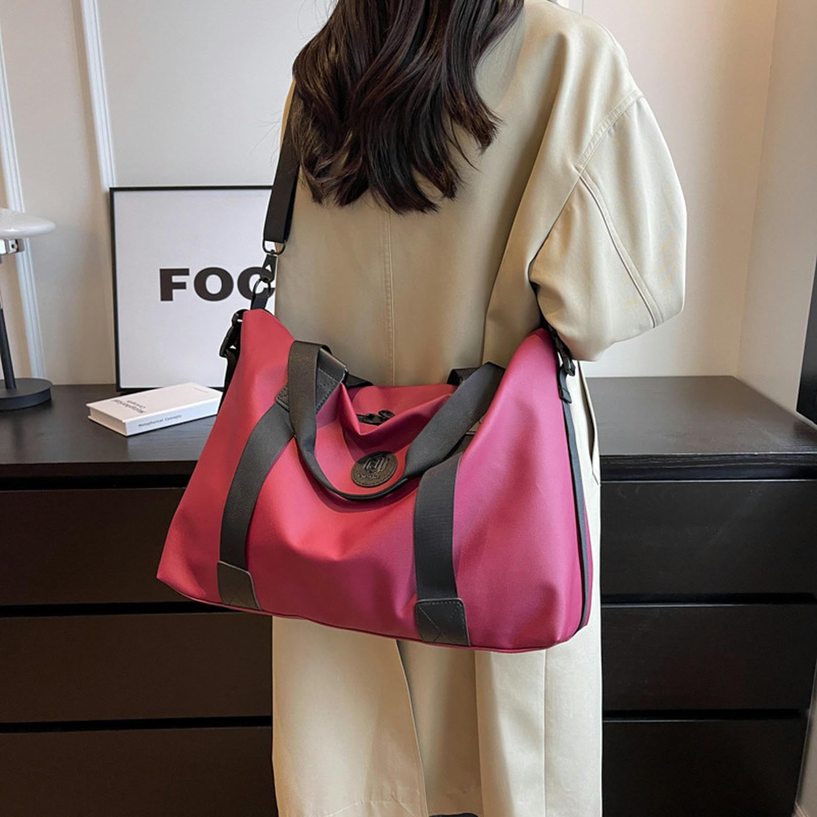 Reisetasche Herren Reisetasche Große Kapazität Tragbarer Oxford Stoffspeicher Beutel Sport Fitness Bag Frauen Freizeit -grau