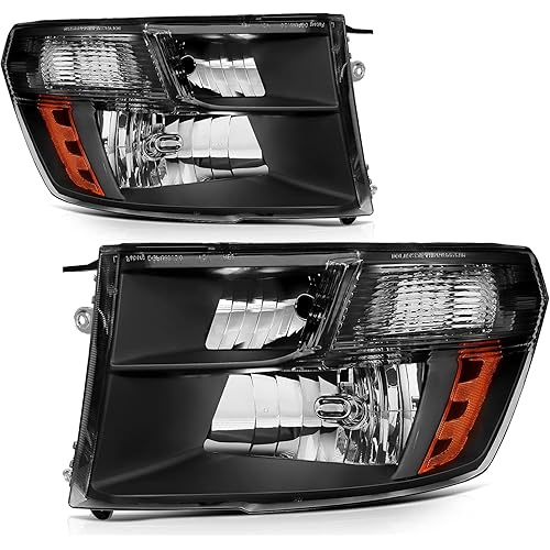 SCITOO Headlight Assembly Fits For Ram 1500 2009-2018,For Ram 2500 2010-2018,For Ram 3500 2010-2018 headlamp in Black Housing Amber Reflector Clear Lens