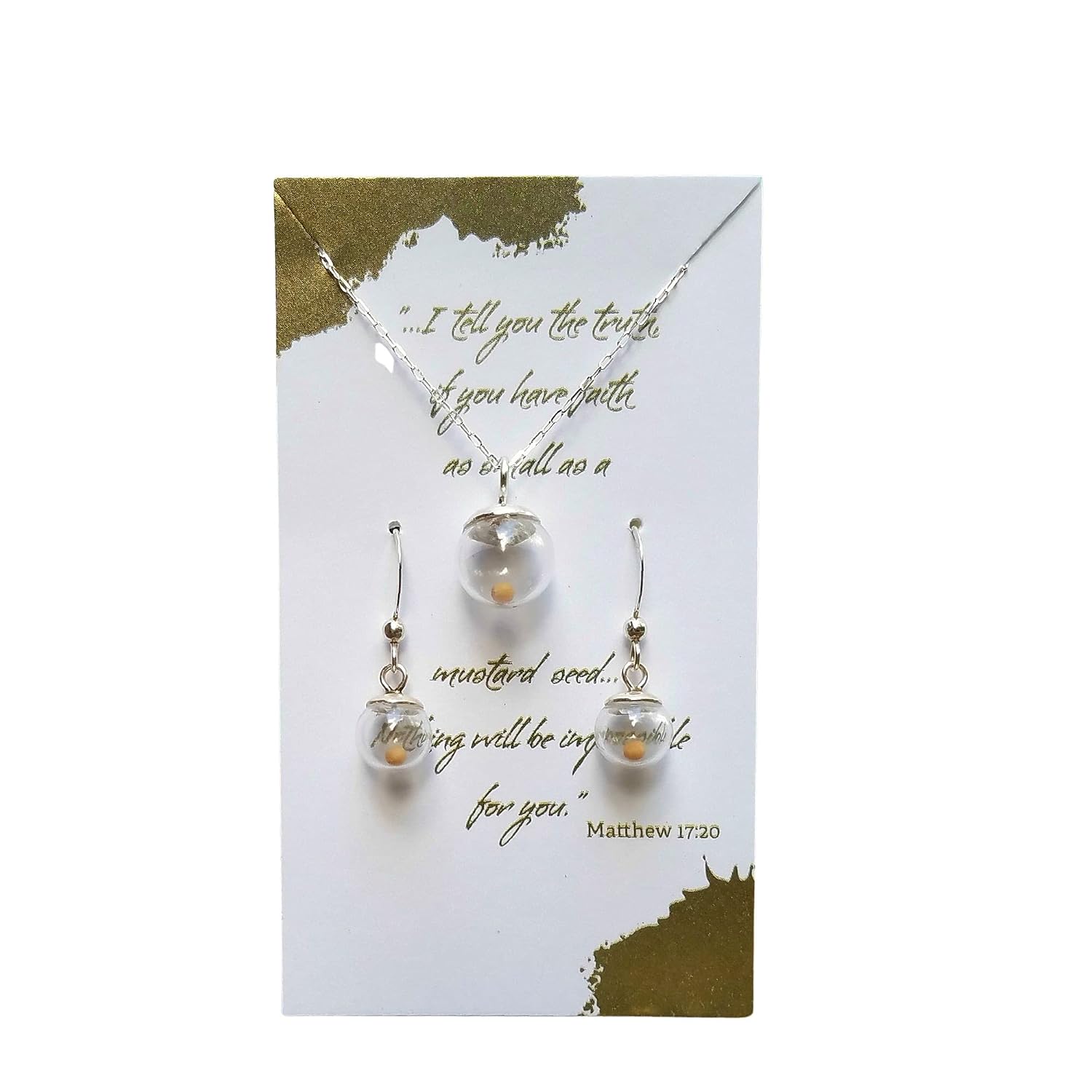 Mustard seed jewelry set, necklace 