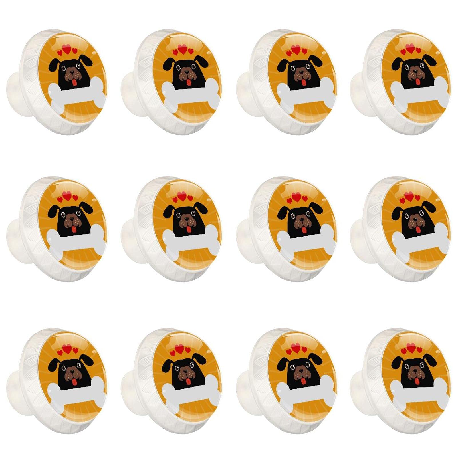 Boutons de tiroirs de placard ronds au motif chien orange lot de 12 poignées de commode cuisine