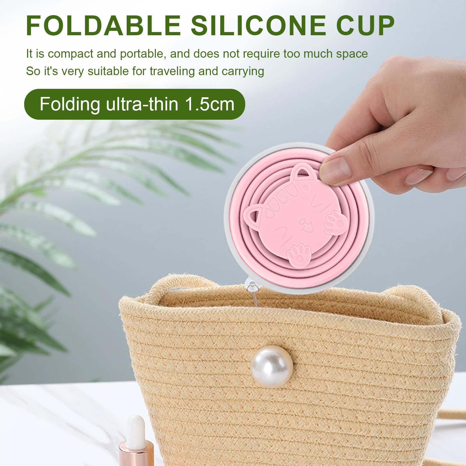 4 Bicchieri Pieghevoli Da Viaggio In Silicone 250ml - Portatili Con Coperchio, Per Campeggio E Picnic - Foto 5