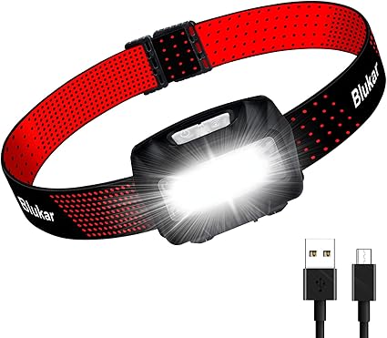 Blukar Lampe Frontale Rechargeable 2 Couleurs, Torche Frontale LED