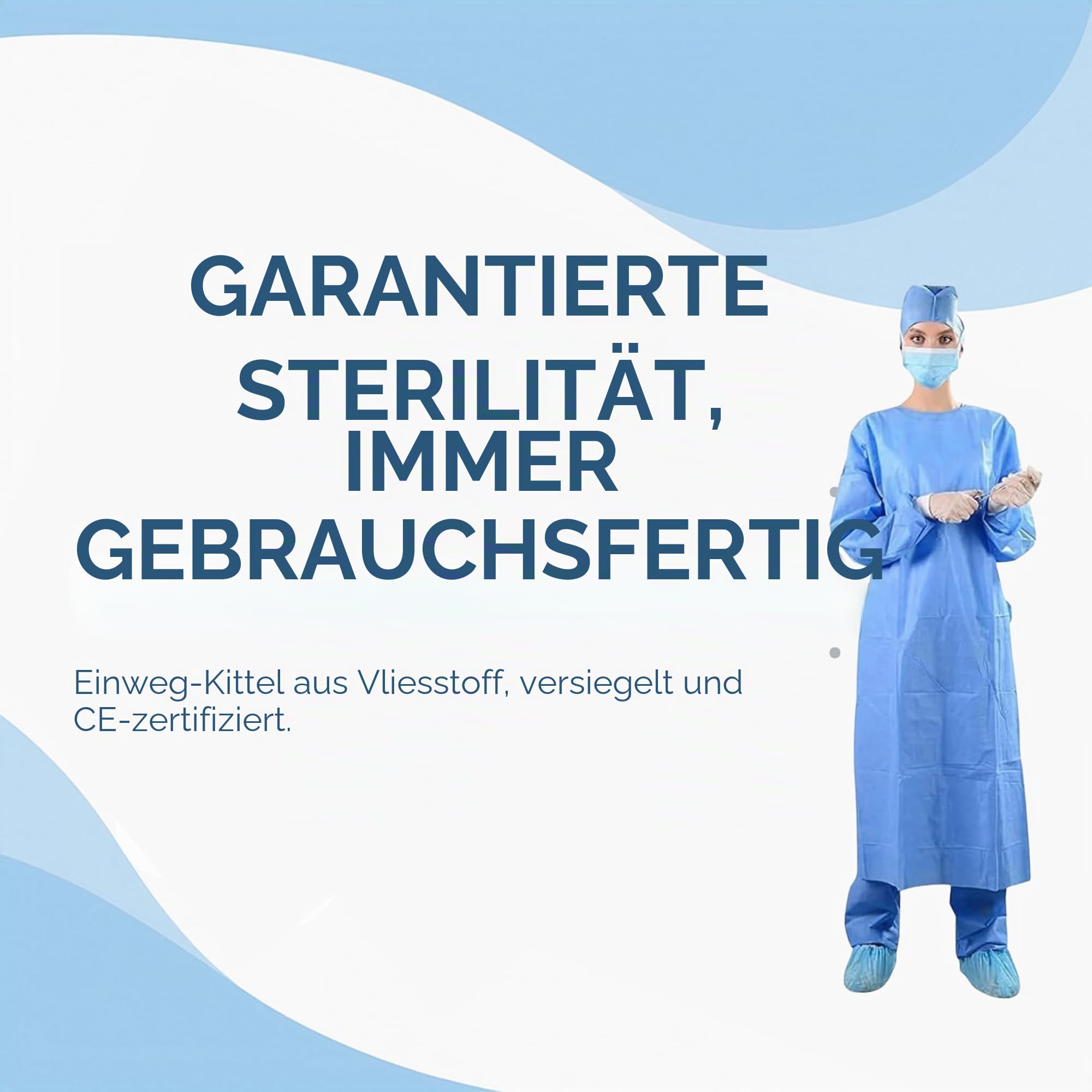 30 sterile chirurgische Hemden Standard Hellblau CE-zertifiziert - Einwegkittel, atmungsaktiv, maximaler Schutz - 2 Handwaschtücher enthalten - Verschiedene Größen (XL) - FGSG-SM40XL