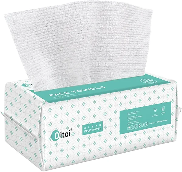 Ditoi Disposable Face Towels,Ultra Soft &Thick Face Dry Wipes for Makeup Removal,Viscose Fiber Facial Coths for Women Daily Cleansing, Skincare,60 Count