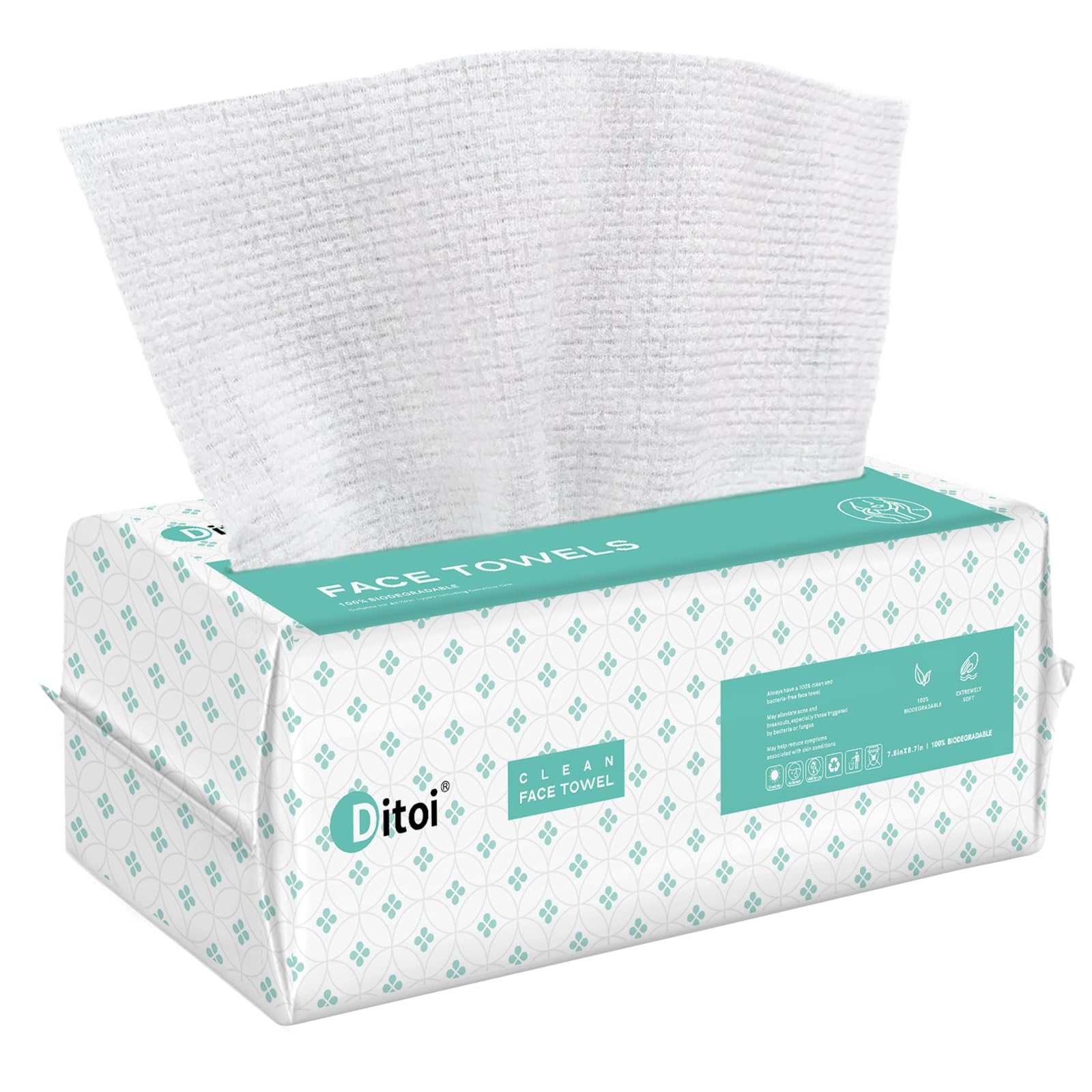 Ditoi Disposable Face Towels,Ultra Soft &Thick Face Dry Wipes for Makeup Removal & Skincare,Vscose Fiber Facial Coths for Women Daily Cleansing,60 Count