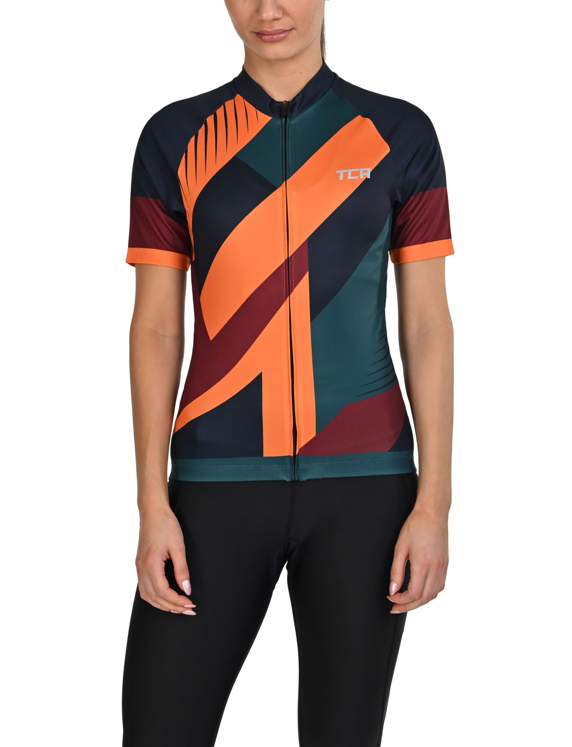 TCA leichtes Radtrikot für Damen - kurzärmliges Fahrradtrikot Damen - Athletic Fit Rennrad Trikot - Fahrrad Shirt mit 3 Rückentaschen - Radtrikot Kurzarm - Radbekleidung