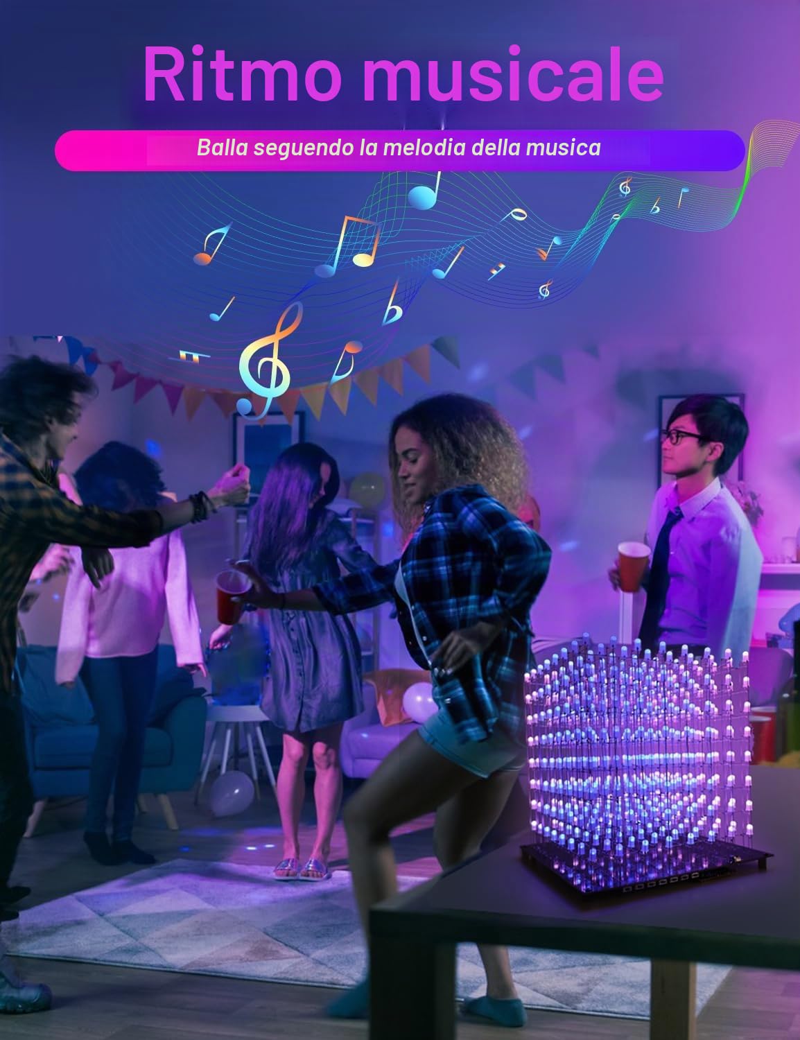 Set di LED 3D8RGB-Kit, Kit Elettronico Fai da te 8 x 8 a Forma di Cubo per Progetti di Saldatura