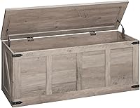 HOOBRO 47.2" Farmhouse Storage Bench with Safety Hinges - Greige Toy Chest Organizer for Bedroom, Hallway, Living Room | BG520CW01