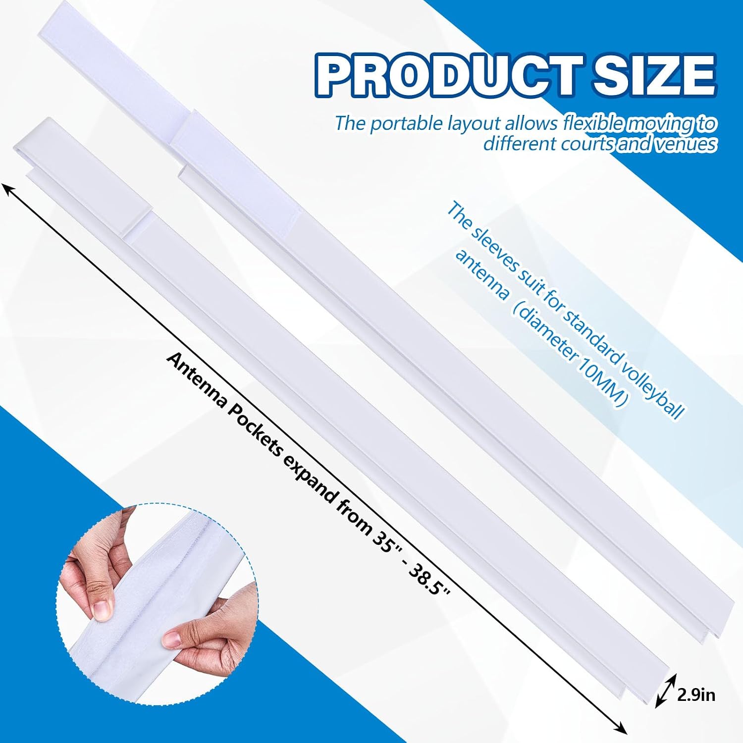 Shappy 2 Pcs Volleyball Net Antenna Sleeves, 40" Volleyball Antenna Pocket | (No Antennas Included) Indoor and Beach Volleyballs Equipment Accessories, Adjustable Length