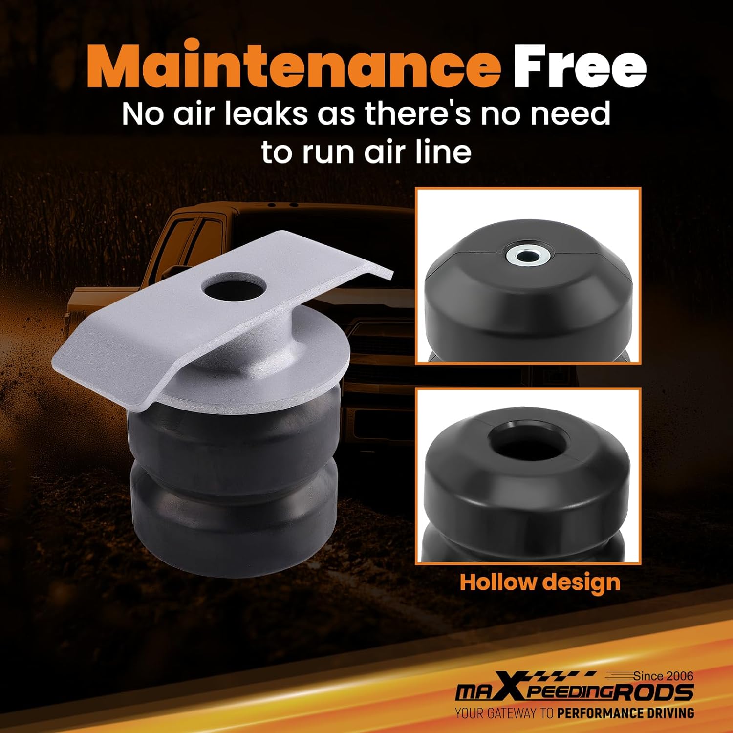 maXpeedingrods Suspension Enhancement Rear Kit, for Toyota Tacoma 2005-2023, for Tacoma Pre-Runner 2005-2016, for Toyota Tundra 2000-2021, for Nissan Titan 2004-2024, Rubber Helper Spring Kit