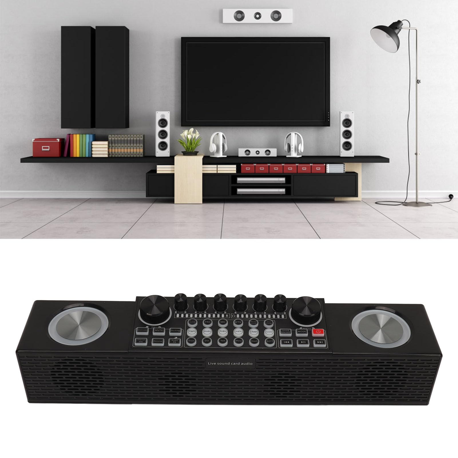 Máquina de Karaoke Inalámbrica Altavoz de Karaoke Bluetooth Tarjeta de Sonido en Vivo Portátil con Micrófono para Transmisión y en Casa Al Aire