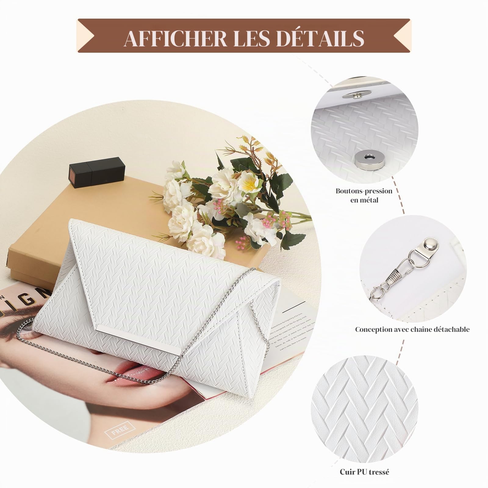 BAIGIO Sac de Soirée pour Femme Élégante Cuir PU Sac à main pour Fête de Mariage Pochettes et Clutches, Adapté pour Fête Mariage Banquet