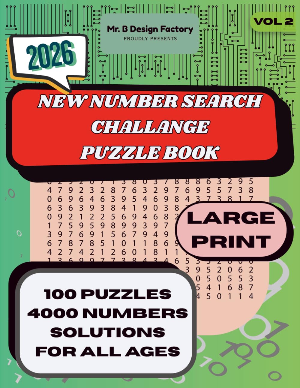 2026 New Number Search Challenge Puzzle Book for All Ages: 100 hard number search grids with 4,000 digits to find, word search number fun for dedicated puzzle and brain game fans