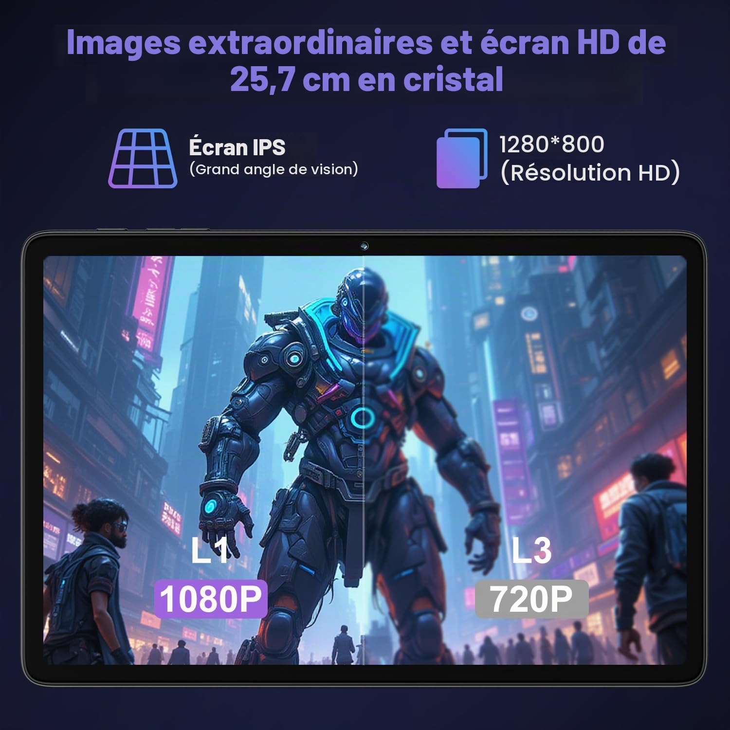 Tablette 10 Pouces Android 15 avec Gemini AI, 22Go RAM+ 128Go ROM+ Extensible 2To, Octa-Core, Widevine L1, 8000mAh, 5G WiFi, BT5.0, GPS, Corps Métallique, Tablette Tactile avec Clavier et Souris, Gris