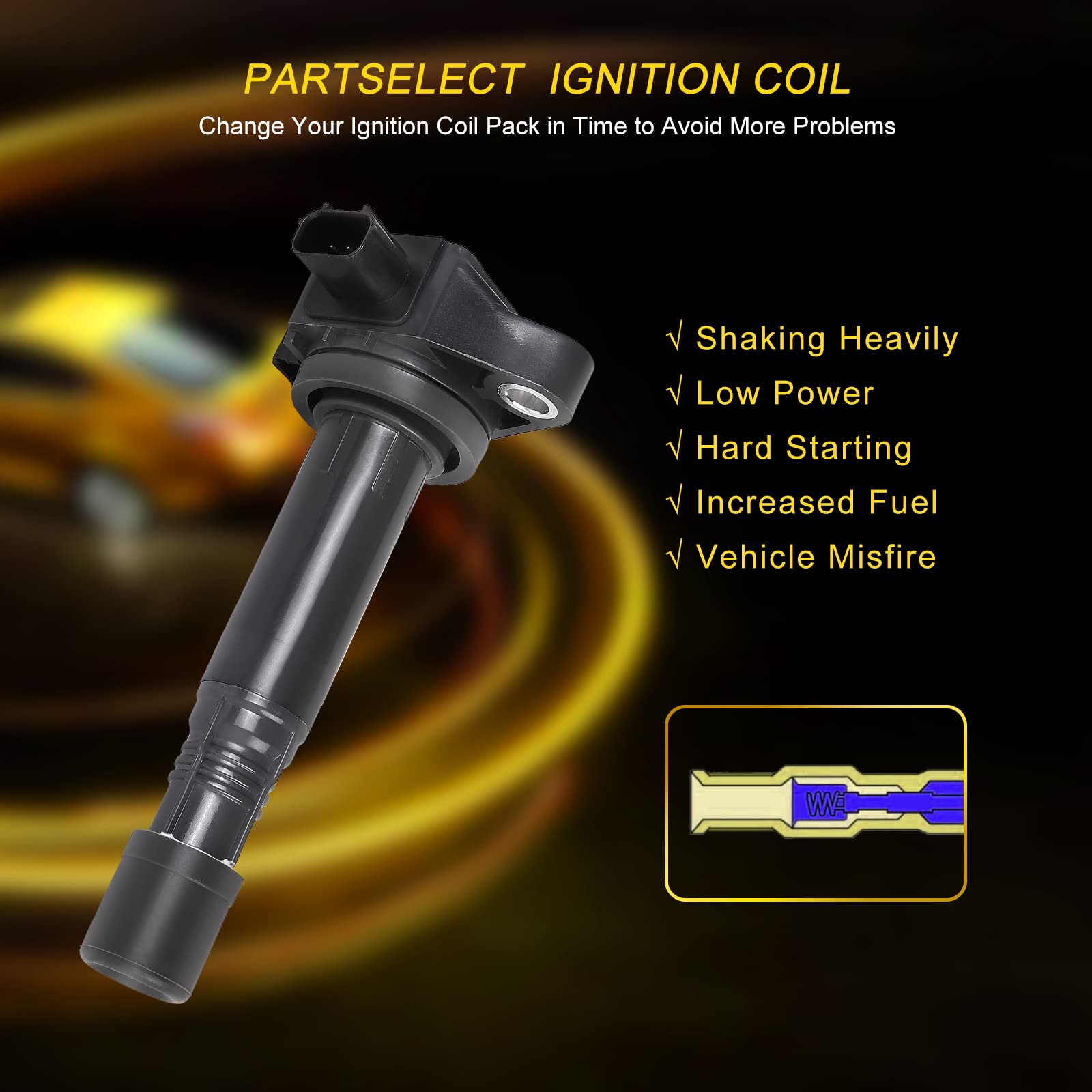 PHILTOP 12v Ignition Coil Pack, Replacement For Pilot, MDX, Odyssey