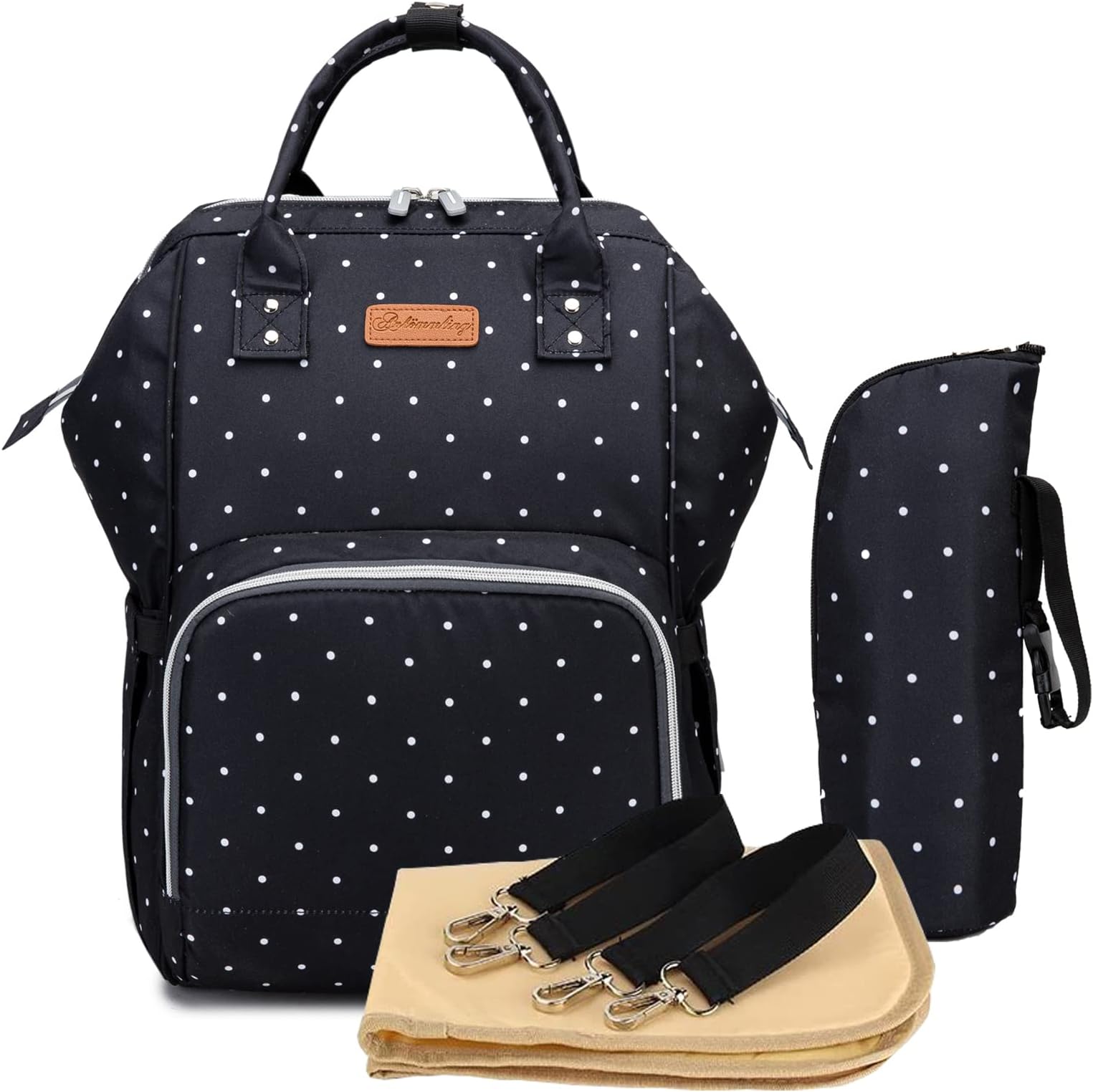 Ankommling Nappy Bag Large Capacity Multi-Function Diaper Bag Waterproof Travel Backpack Nappy Tote Bags for Baby Care Stylish and Durable with 3 Insulated Pockets Changing Mat Stroller Strap