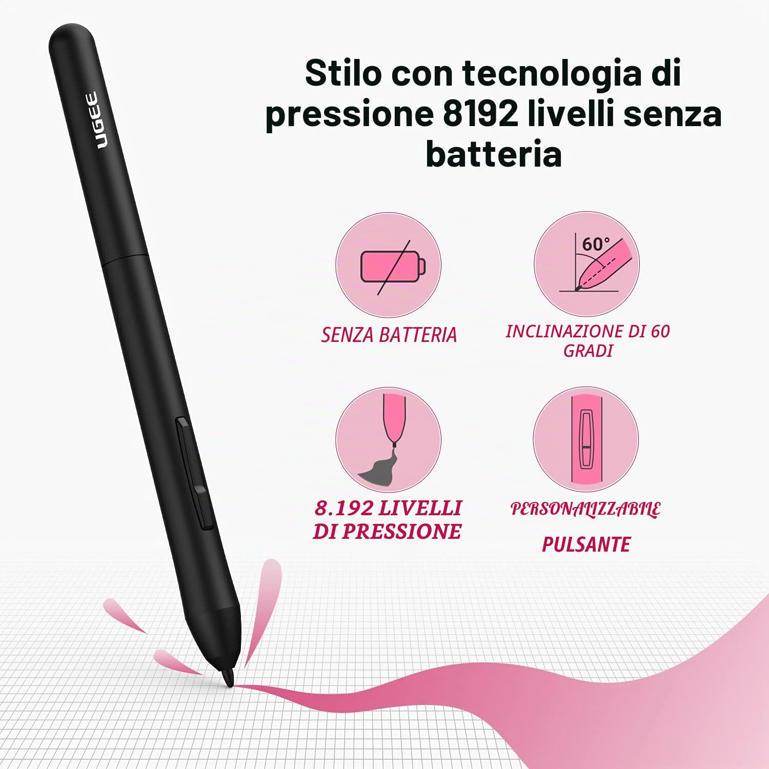 UGEE M708 Tavoletta Grafica, Tavola Grafica 10x6 Pollici, Tavola Ultrasottile con Penna senza Batteria, Pad Digitale per Win/Mac/Chrome, Nero