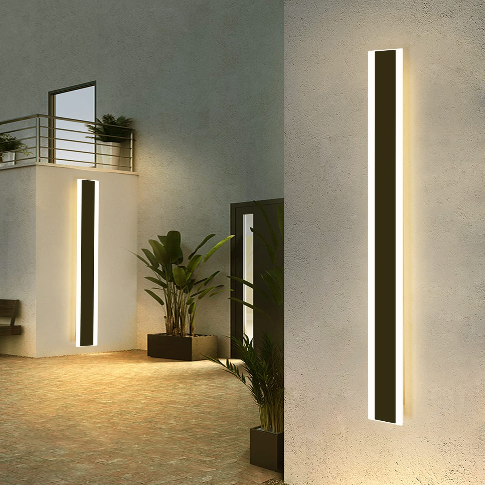 Mikeru 40CM Black Wall Lights, 2Packs Modern Acrylic Wall Light 3000K/4500K/6500K 3 Color Hard Wired Outside Light Wall Mounted Light for Lighting in Front of Mirrors, Garden Decoration — view 52