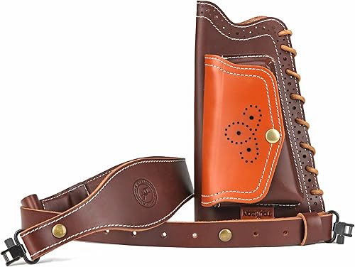 TOURBON Almohadilla de retroceso de cuero para mejillas con bolsa y eslinga de cuero para rifle con giros