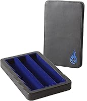 Vista 2 de Forged Dice Co. Estuche de dados de 3 filas de alta calidad, caja de almacenamiento de dados de metal con bandeja forrada de fieltro, color azul