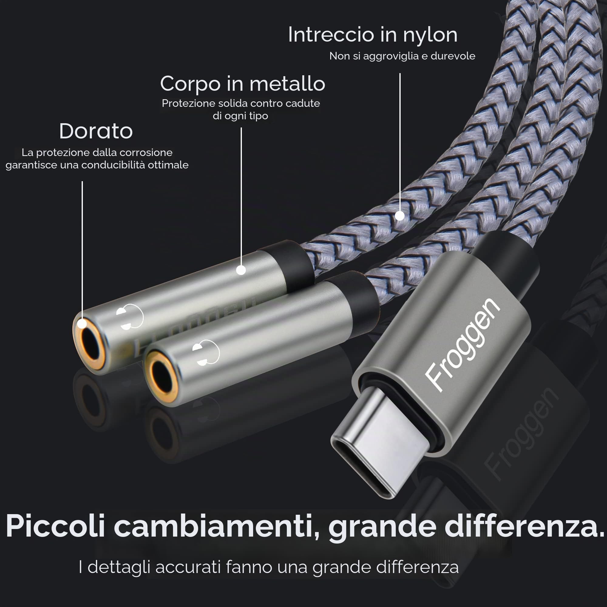 Adattatore splitter jack USB C a doppio ingresso 3,5 mm per cuffie Aux compatibile con Pad Pro 2020, Galaxy S20+ Note 20, Pixel 4 XL, OnePlus 8T, P40/P30 Pro