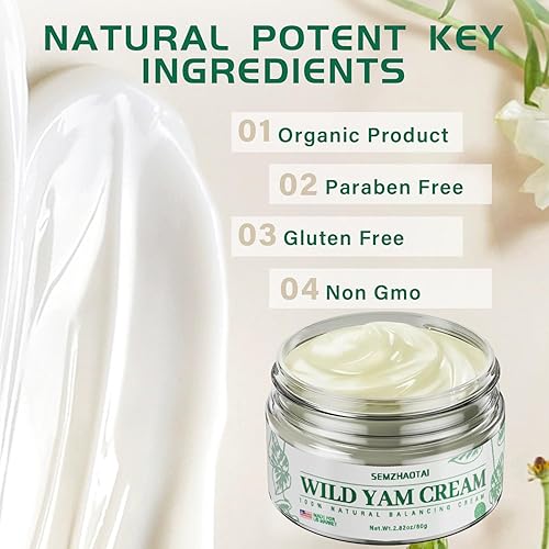 Miniatura 2 de Crema orgánica de ñame silvestre  Equilibrio hormonal y alivio de la menopausia, soporta sofocos y sudores nocturnos, 2.82 oz  Diseñado para el