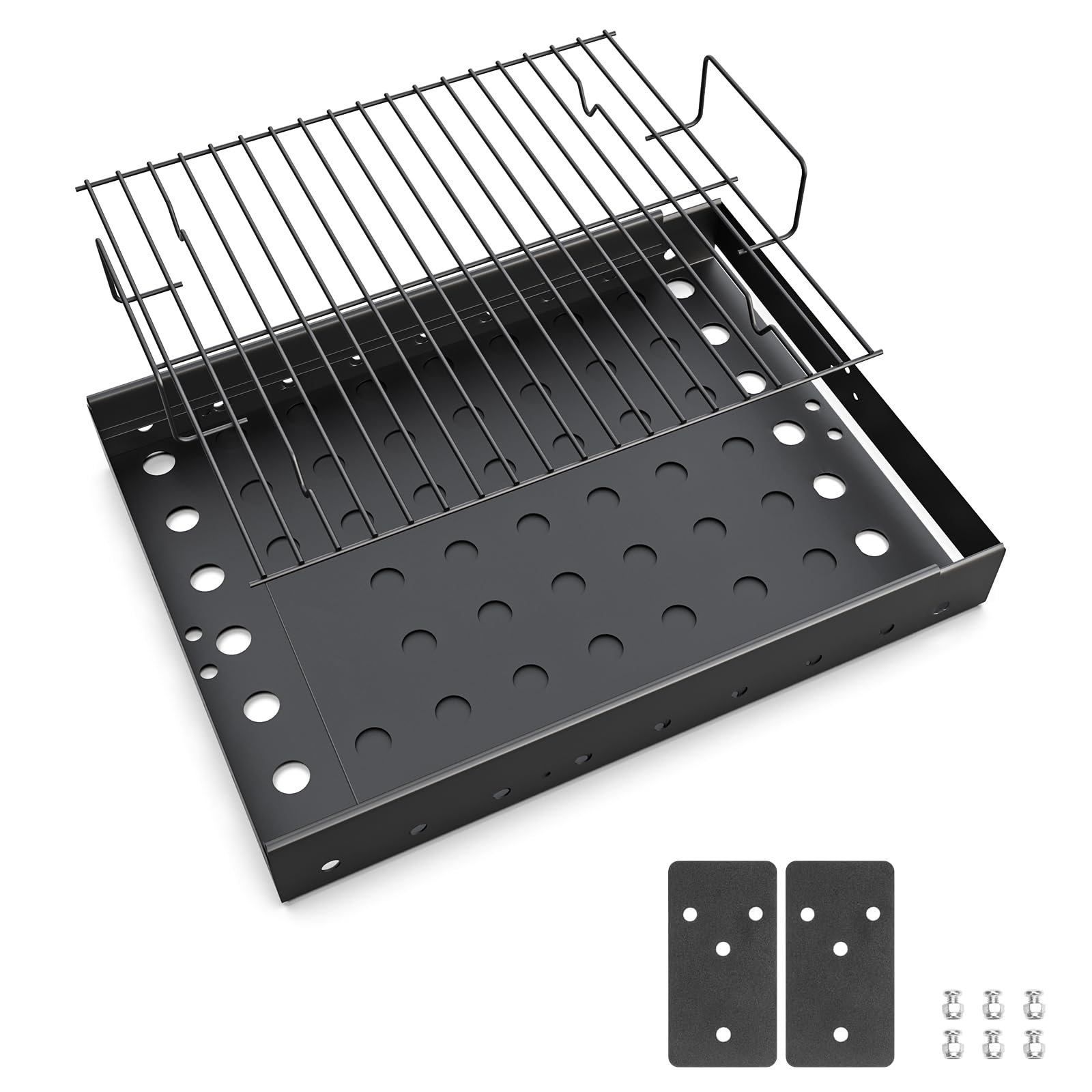 15-28 Inches Stretchable Charcoal Tray Replacement Parts for Chargriller PS9900 2190, 6500, 6800, 8500, Pit Boss Memphis I, Expert 24, High-Temperature Grill Charcoal Basket Pan for Smoke Hollow