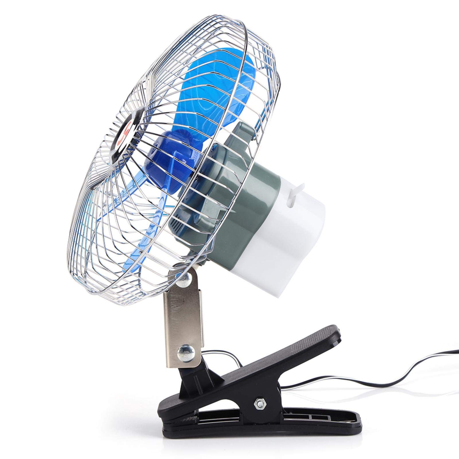 Nikou Mini Ventilateur à Pince, Rotation 180° Oscillant de Voiture Clip Fan Automobile Véhicule de Refroidissement Fan 12 V, 25 W pour Tableau de Bord de Voiture et Camion