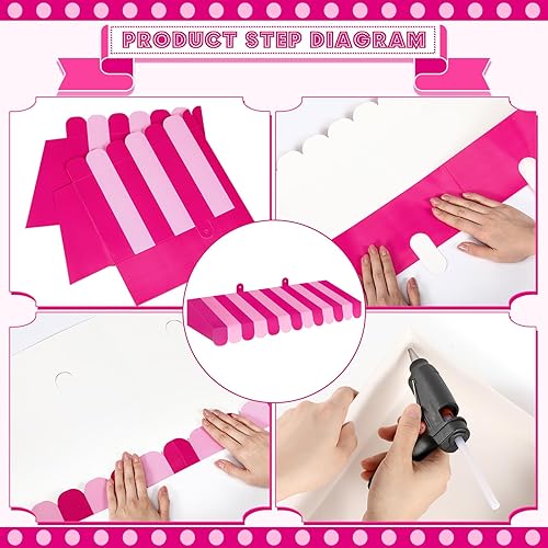 Miniatura 30 de Boao Paquete de 4 toldos de circo para decoración de toldo de cartón con rayas 3D, decoración de pared de carnaval, recuerdos de fiesta de circo