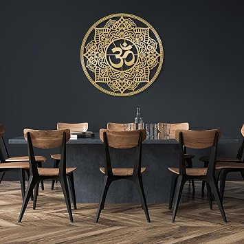Metal Mandala Wall Art, Zen Yoga Room Decor, Yoga Wall Art, Yoga Lover Gift, Spiritual Gifts, OM Metal Wall Decor, Metal OM Decor, Namaste Metal Wall Art, Metal Wall Decor Gold, 39"x39" | 100x100cm